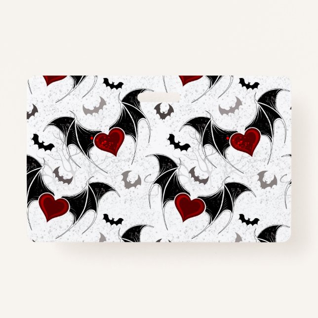 Halloween heart with black bat wings badge (Front)