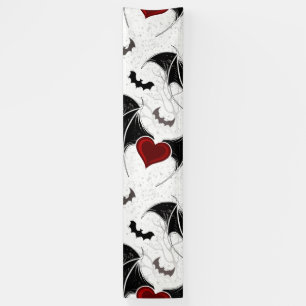 Halloween heart with black bat wings banner