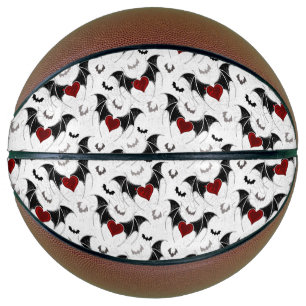 Halloween heart with black bat wings basketball