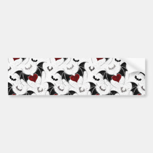 Halloween heart with black bat wings bumper sticker
