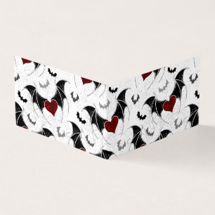 Halloween heart with black bat wings business card