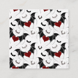 Halloween heart with black bat wings calling card