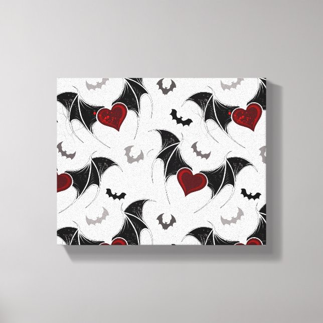 Halloween heart with black bat wings canvas print (Front)