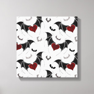 Halloween heart with black bat wings canvas print