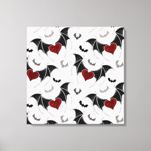 Halloween heart with black bat wings canvas print