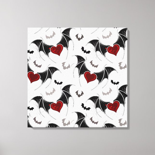 Halloween heart with black bat wings canvas print (Front)