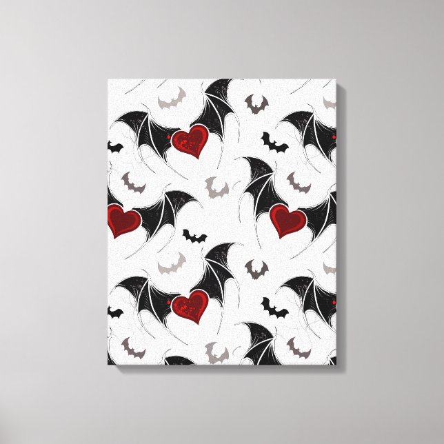 Halloween heart with black bat wings canvas print (Front)