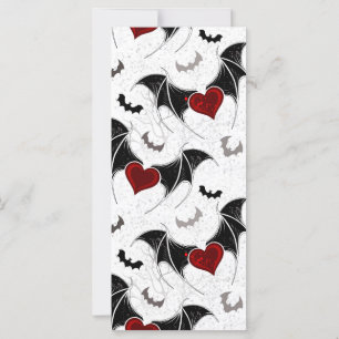 Halloween heart with black bat wings card