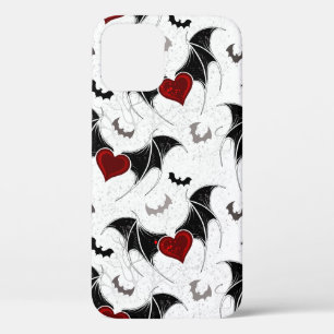 Halloween heart with black bat wings iPhone 12 case