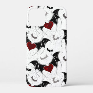 Halloween heart with black bat wings iPhone 12 mini case