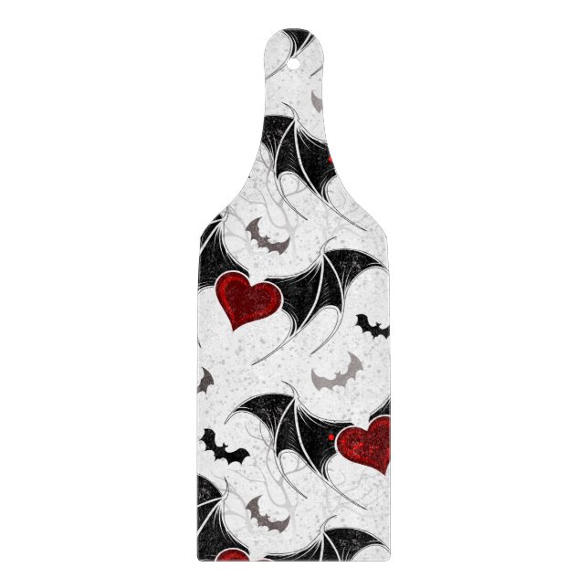 Halloween heart with black bat wings cutting board (Front)