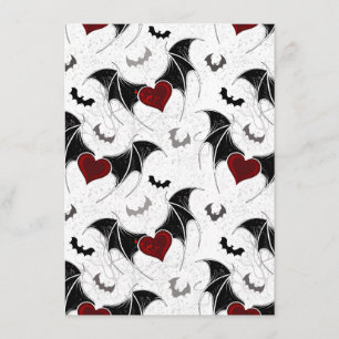 Halloween heart with black bat wings enclosure card