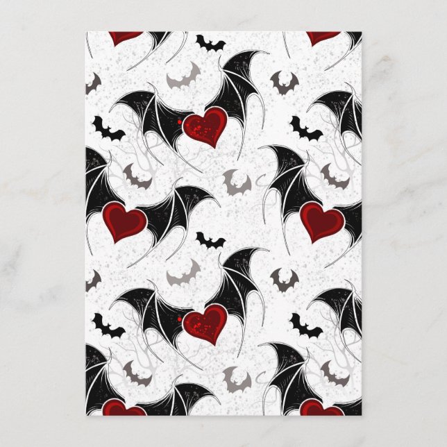 Halloween heart with black bat wings enclosure card (Front)