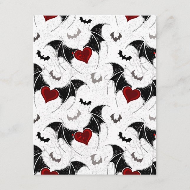 Halloween heart with black bat wings enclosure card (Front)