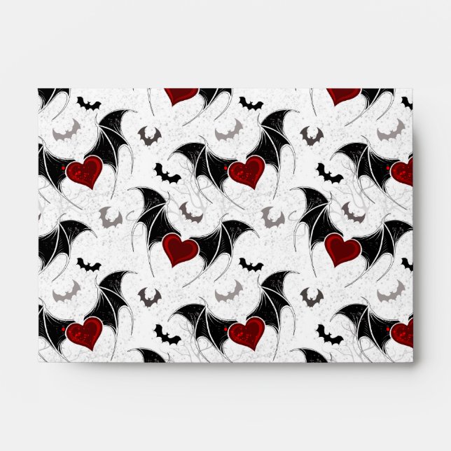 Halloween heart with black bat wings envelope (Front)
