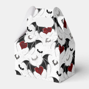 Halloween heart with black bat wings favor box