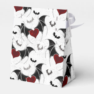 Halloween heart with black bat wings favor box