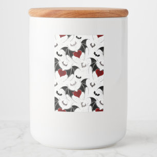 Halloween heart with black bat wings food label