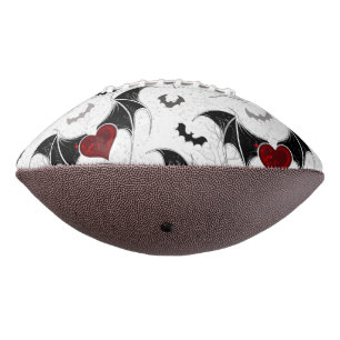 Halloween heart with black bat wings football