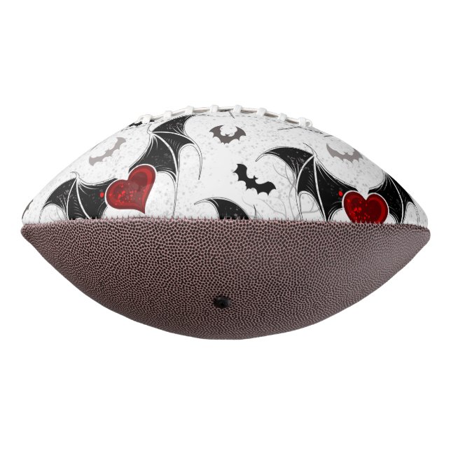 Halloween heart with black bat wings football (Rotated 270)