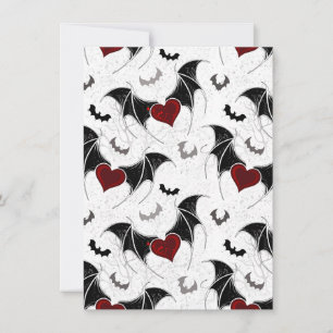 Halloween heart with black bat wings invitation