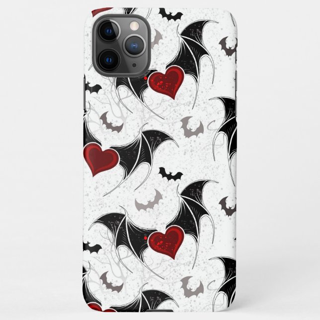 Halloween heart with black bat wings iPhone case (Back)