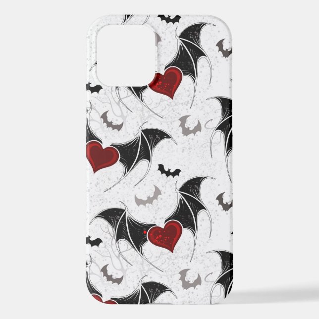 Halloween heart with black bat wings iPhone case (Back)