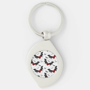 Halloween heart with black bat wings keychain