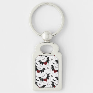Halloween heart with black bat wings keychain