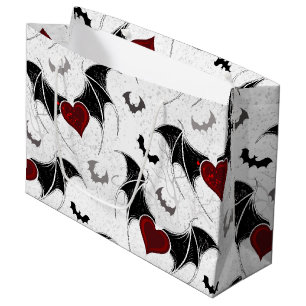 Halloween heart with black bat wings large gift bag