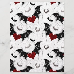 Halloween heart with black bat wings letterhead
