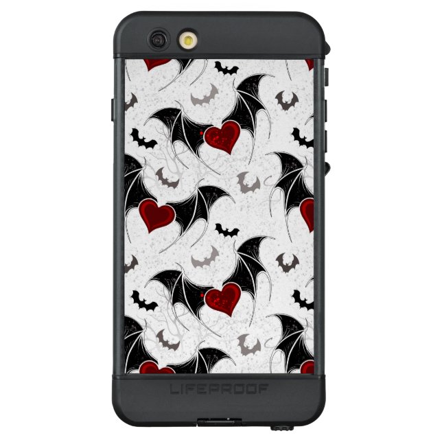 Halloween heart with black bat wings LifeProof iPhone case (Back)