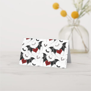 Halloween heart with black bat wings loyalty card