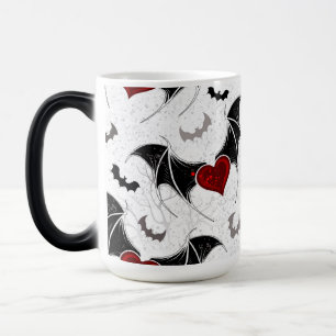 Halloween heart with black bat wings magic mug