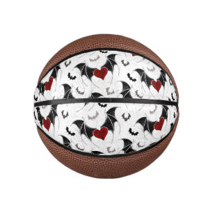 Halloween heart with black bat wings mini basketball