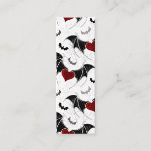 Halloween heart with black bat wings mini business card