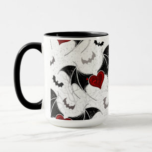 Halloween heart with black bat wings mug
