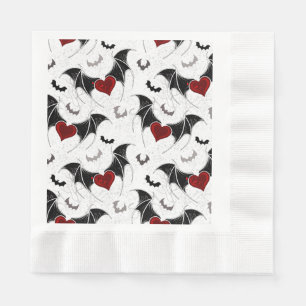Halloween heart with black bat wings napkin
