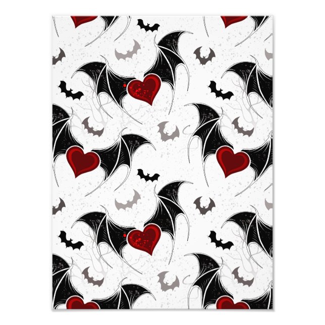 Halloween heart with black bat wings photo print (Front)