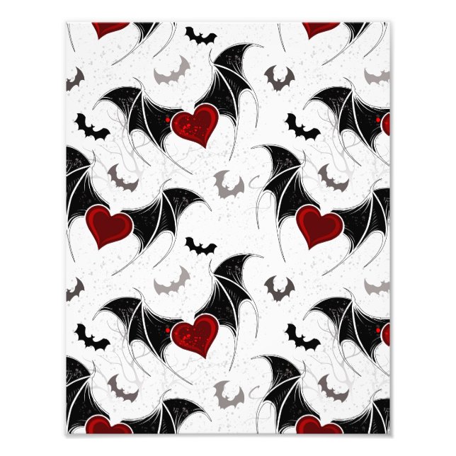 Halloween heart with black bat wings photo print (Front)