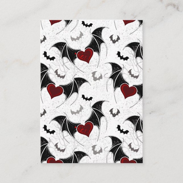 Halloween heart with black bat wings place card (Front)