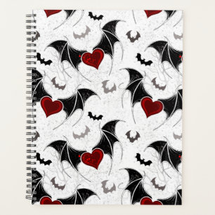 Halloween heart with black bat wings planner