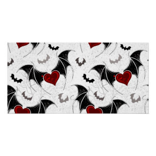 Halloween heart with black bat wings poster
