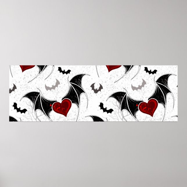 Halloween heart with black bat wings poster (Front)
