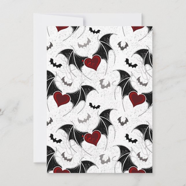 Halloween heart with black bat wings save the date (Front)
