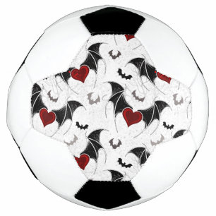 Halloween heart with black bat wings soccer ball