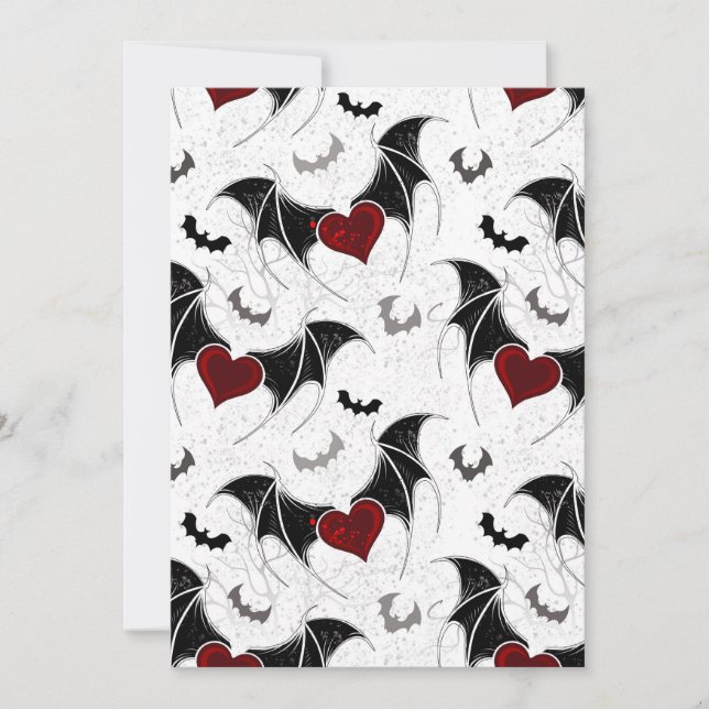 Halloween heart with black bat wings thank you card (Front)
