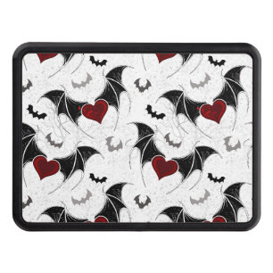Halloween heart with black bat wings trailer hitch cover