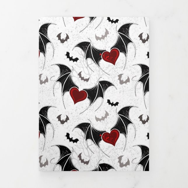 Halloween heart with black bat wings Tri-Fold invitation (Cover)