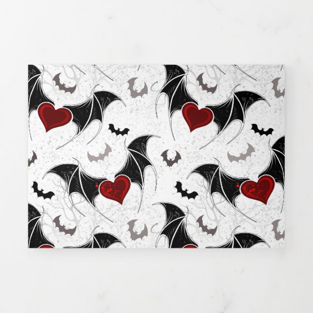 Halloween heart with black bat wings Tri-Fold invitation (Cover)